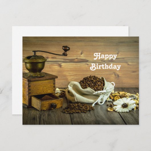 素朴なコーヒーグラインダーの写真の誕生日 ポストカード (正面/裏面)