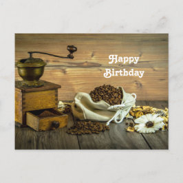 素朴なコーヒー挽き機の写真の誕生日 ポストカード