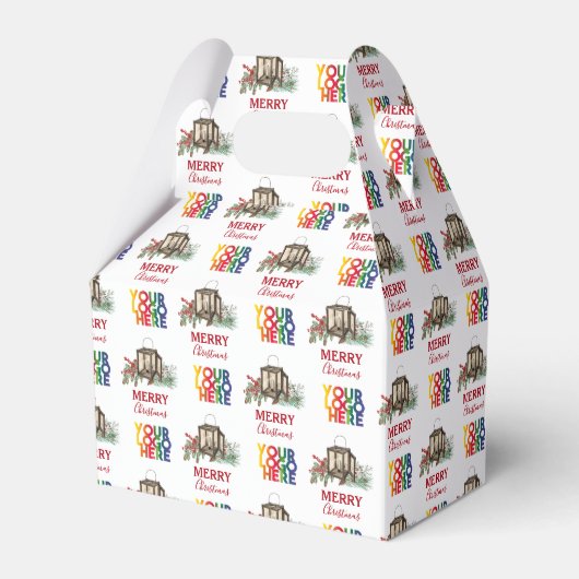 素朴なコーポレートビジネスロゴのクリスマス フェイバーボックス (正面サイド)