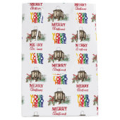 素朴なコーポレートビジネスロゴのクリスマス ミディアムペーパーバッグ (正面)