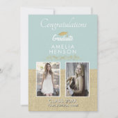 素朴なゴールドの装飾 卒業生 2枚の写真 卒業おめでとう カード (正面)
