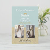 素朴なゴールドの装飾 卒業生 2枚の写真 卒業おめでとう カード (スタンド正面)
