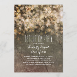 素朴なゴールドグリッター ライト ウッド 卒業パーティー 招待状