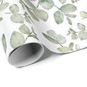 素朴なサググリーンのユーカリの水彩画 ラッピングペーパー (ロールコーナー)