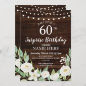 素朴なサプライズ誕生日パーティー　あらゆる年齢　木製 花 招待状 (正面/裏面)