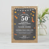 素朴なサプライズ誕生日秋のパーティー50歳の招待状 招待状 (スタンド正面)