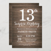 素朴なサプライズ 13歳の誕生日招待状 招待状 (正面/裏面)