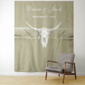 素朴なサボグリーンとホワイトの西部風カウスカル背景 タペストリー (インサイチュ)