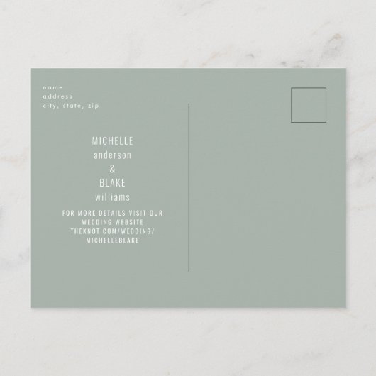 素朴なサボテンの葉の白い花の救いの日付 インビテーションポストカード (裏面)