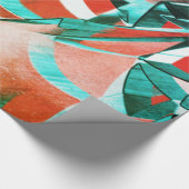 素朴なサンゴストライプの背景に青いシアンの色 ラッピングペーパー (角)