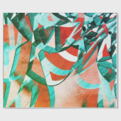 素朴なサンゴストライプの背景に青いシアンの色 ラッピングペーパー (フラット)