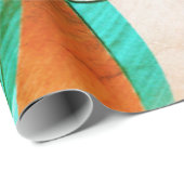 素朴なサンゴストライプの背景に青いシアンの色 ラッピングペーパー (ロールコーナー)