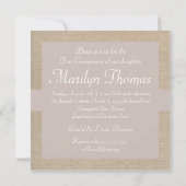 素朴なサーモンピンクとベージュの麻布の初めての聖体拝領 招待状 (裏面)