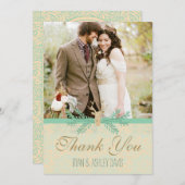 素朴なシカの枝角のサンキューカードのロマンチックな結婚式 サンキューカード (正面/裏面)