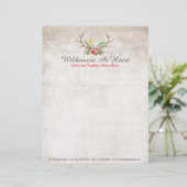 素朴なシカの枝角のボヘミアの花の水彩画木 レターヘッド (スタンド正面)