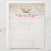 素朴なシカの枝角のボヘミアの花の水彩画木 レターヘッド (正面/裏面)