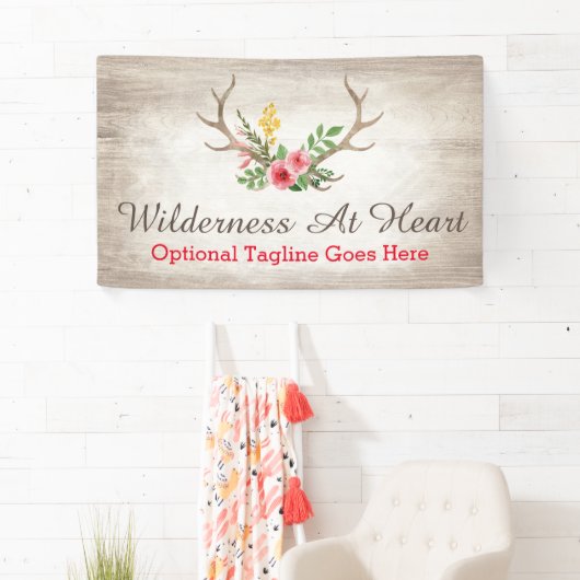 素朴なシカの枝角のボヘミアの花の水彩画木 横断幕 (インサイチュ)