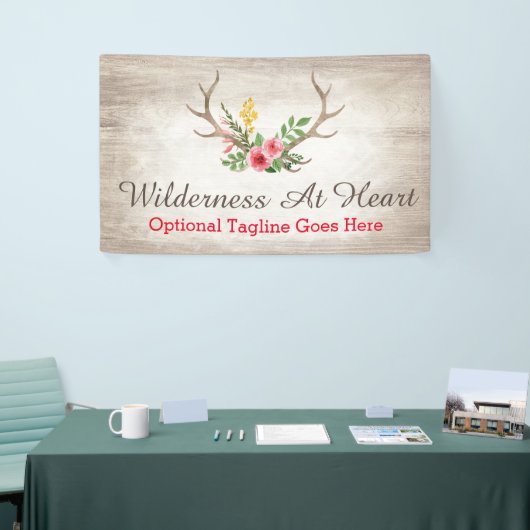 素朴なシカの枝角のボヘミアの花の水彩画木 横断幕 (トレードショー)