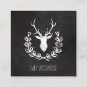 素朴なシカの(雄ジカの)枝角|の黒板 スクエア名刺 (正面)