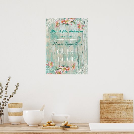 素朴なシックなポスター結婚のゲストブックポスター ポスター (キッチン)