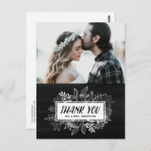 素朴なシックな白い花の黒板の感謝カード ポストカード (正面/裏面)