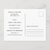 素朴なシルバーグレイのスクリプト写真 保存日 案内ポストカード (裏面)