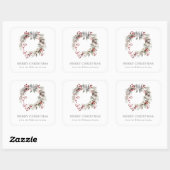 素朴なシルバー冬の花のリース スクエアシール (シート)