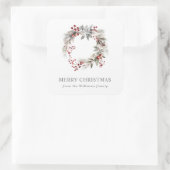 素朴なシルバー冬の花のリース スクエアシール (バッグ)