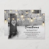 素朴なシルバー ウィンター ツリー ライト ウェディング 詳細 エンクロージャーカード (正面/裏面)