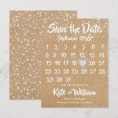 素朴なシルバー ラブ ハート カレンダー セーブ ザ デート 案内ポストカード (正面/裏面)