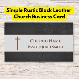 素朴なシンプルブラックレザーチャーチ 名刺