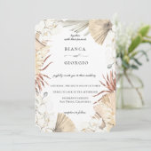 素朴なジャングルの葉のフレーム ウェディング招待状 招待状 (スタンド正面)