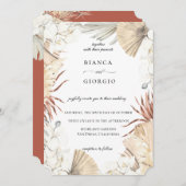 素朴なジャングルの葉のフレーム ウェディング招待状 招待状 (正面/裏面)