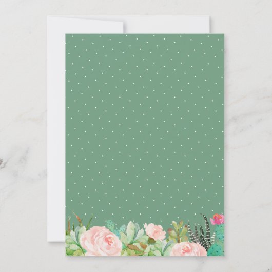 素朴なジューシーなサボテンの花の結婚式 セーブザデート (裏面)