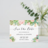 素朴なジューシーなサボテン 花のデザイン Save the Date 案内ポストカード (スタンド正面)