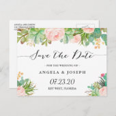 素朴なジューシーなサボテン 花の結婚式のSave the Date 案内ポストカード (正面/裏面)