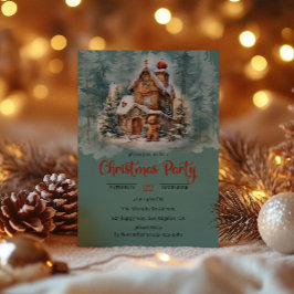 素朴なジンジャーハウスのクリスマスパーティー 招待状