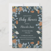 素朴なスカンジナビア北欧スタイルのフォークアートの花卉 招待状 (正面)