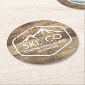 素朴なスキー山の蒸気船のコロラド州の木製の一見 ラウンドペーパーコースター (アングル)