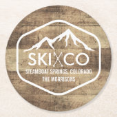 素朴なスキー山の蒸気船のコロラド州の木製の一見 ラウンドペーパーコースター (正面)