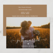 素朴なスクリプト写真 結婚しました 秘密の結婚式 ウェディング 招待状 (正面/裏面)