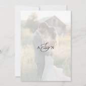 素朴なスクリプト写真 黒白 ウェディング   招待状 (裏面)