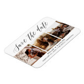 素朴なスクリプト3枚の写真でSave the Date マグネット (左側)