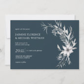 素朴なステンシルボタニックスの優雅な結婚式の招待状 招待状 (正面)