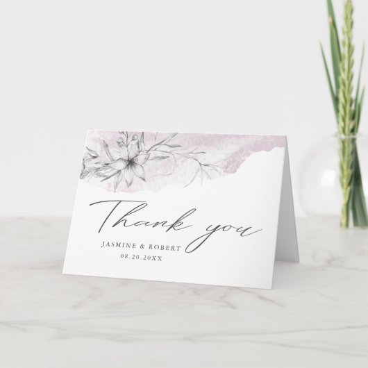 素朴なステンシルボタニックス写真サンキューカード カード (正面)