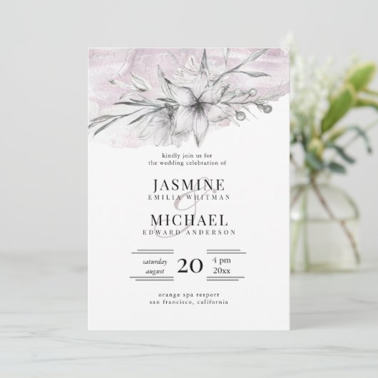 素朴なステンシルボタントリーウェディング 招待状 (スタンド正面)