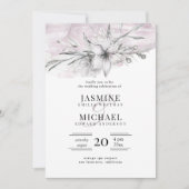 素朴なステンシル植物モチーフのエレガントなウェディング 招待状 (正面)