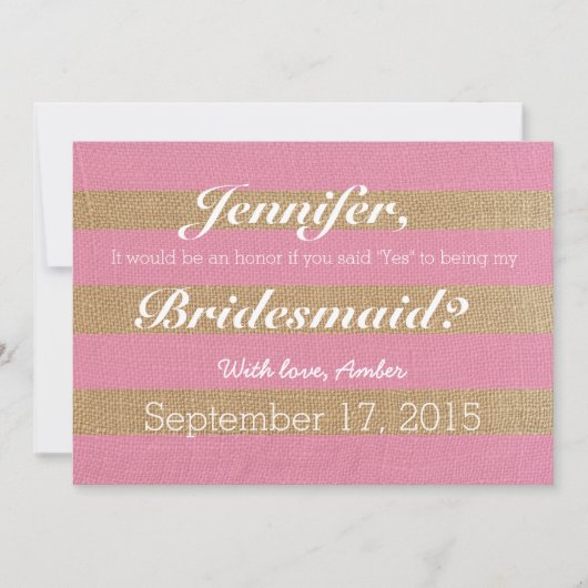 素朴なストライプはです私の新婦付添人の招待決定します 招待状 (正面)