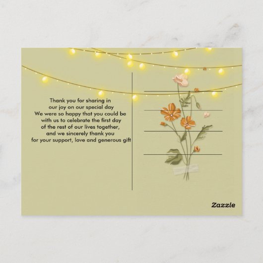 素朴なストリングライトがおしゃれ  ありがとう  ポストカード (裏面)