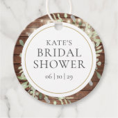 素朴なストリングライトとグリーンが生い茂るブライダルシャワー フェイバータグ (正面)